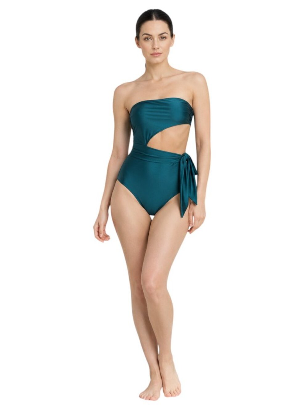 Zimmermann Teal One-Shoulder Cutout One-Piece Swimsuit